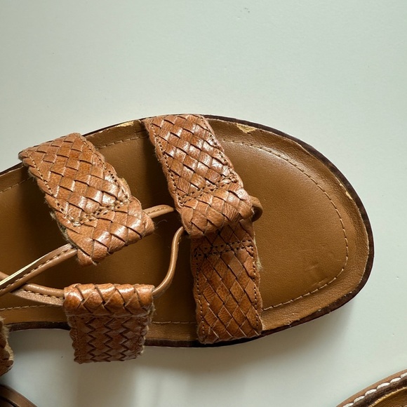 Michael Kors Camel Tie Ankle Wrap Braided Sandal Cognac 8.5 Women’s Braided - Picture 3 of 10